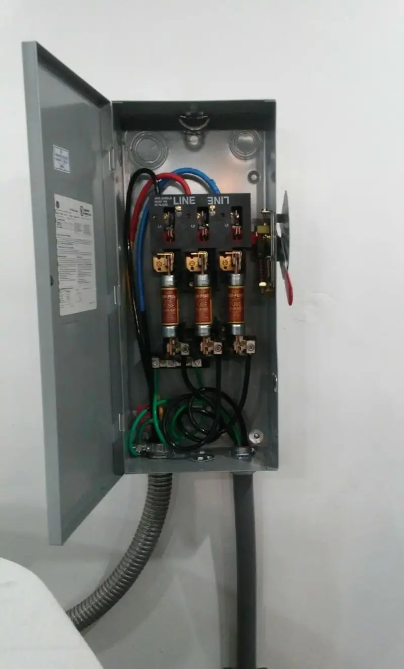 Three-phase disconnect switch installed for Smoke Detector Installation in Ham Lake